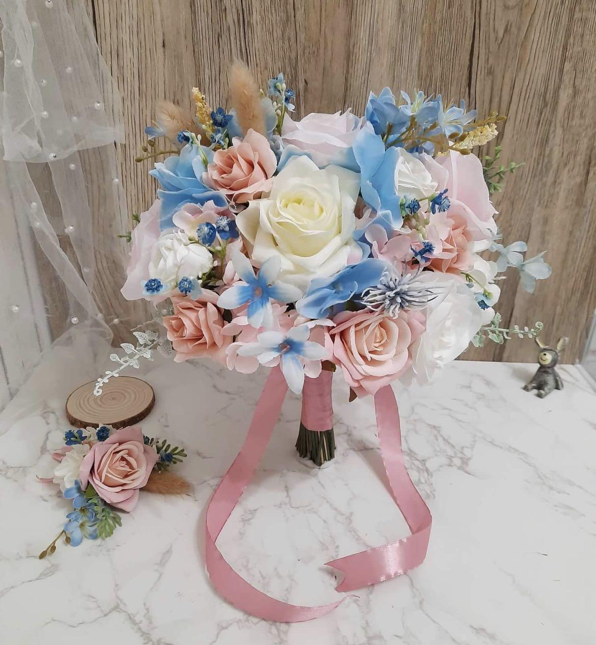 結婚花球連新郎襟花 興趣及遊戲 手作 自家設計 文具及工藝 花 Carousell