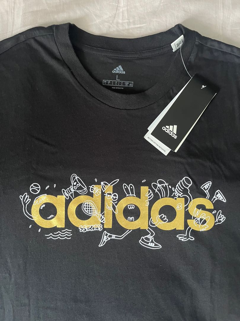 Adidas t shirt black and gold online
