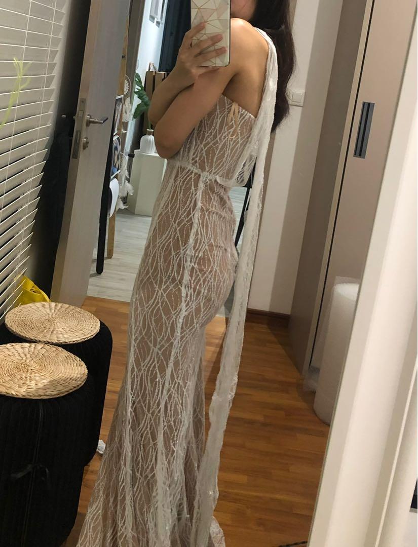 Alamour the label Gabrielle white evening gown wedding dress ...