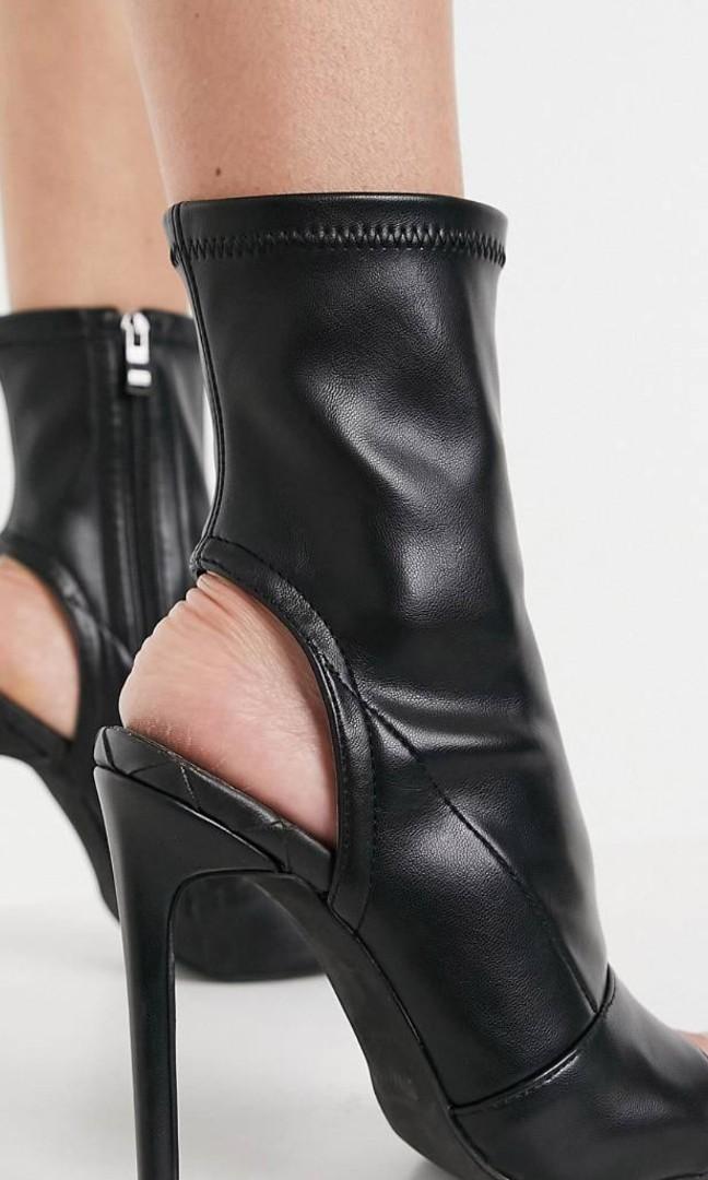 Simmi london black cut sales out heeled sock boots
