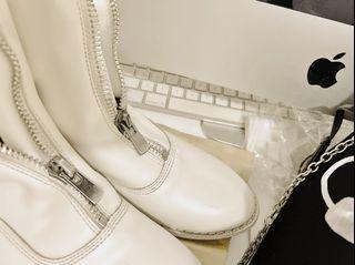 Super Repriced!!! Guidi- front zip leather boots (White)