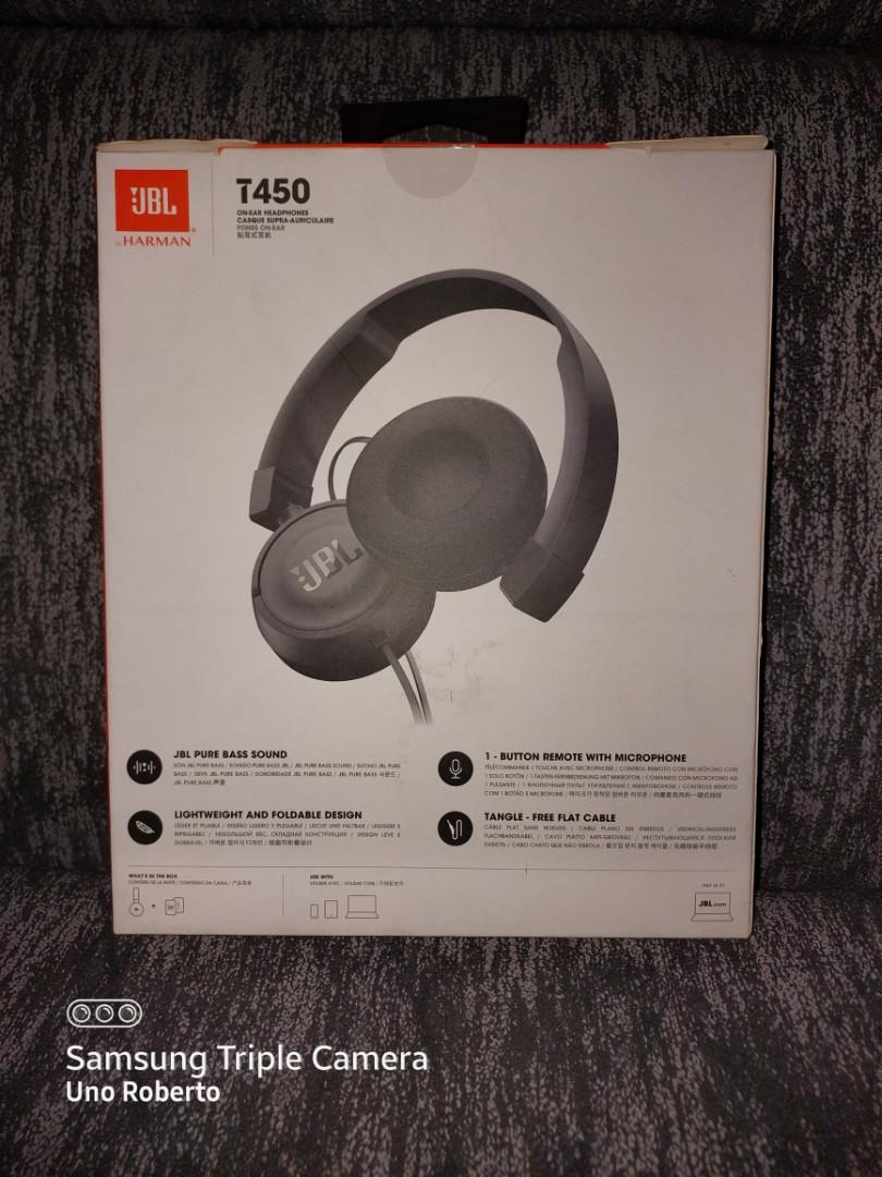 Authentic JBL T450 Wired Earphones (Category: Headphones & Headsets) located in Cainta. Submitted by kilgarrah (Listing ID 1162961863, Image 2). Description: Originally priced at Php1,699 Opened only to test MOP: BPI, GCash SHIPPING: To be booked and paid by the buyer.