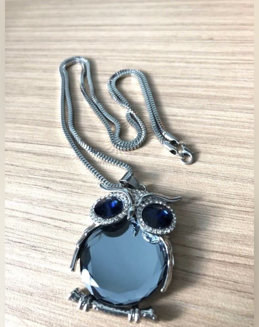 Blue Owl Necklace (Brand New), Women's 
