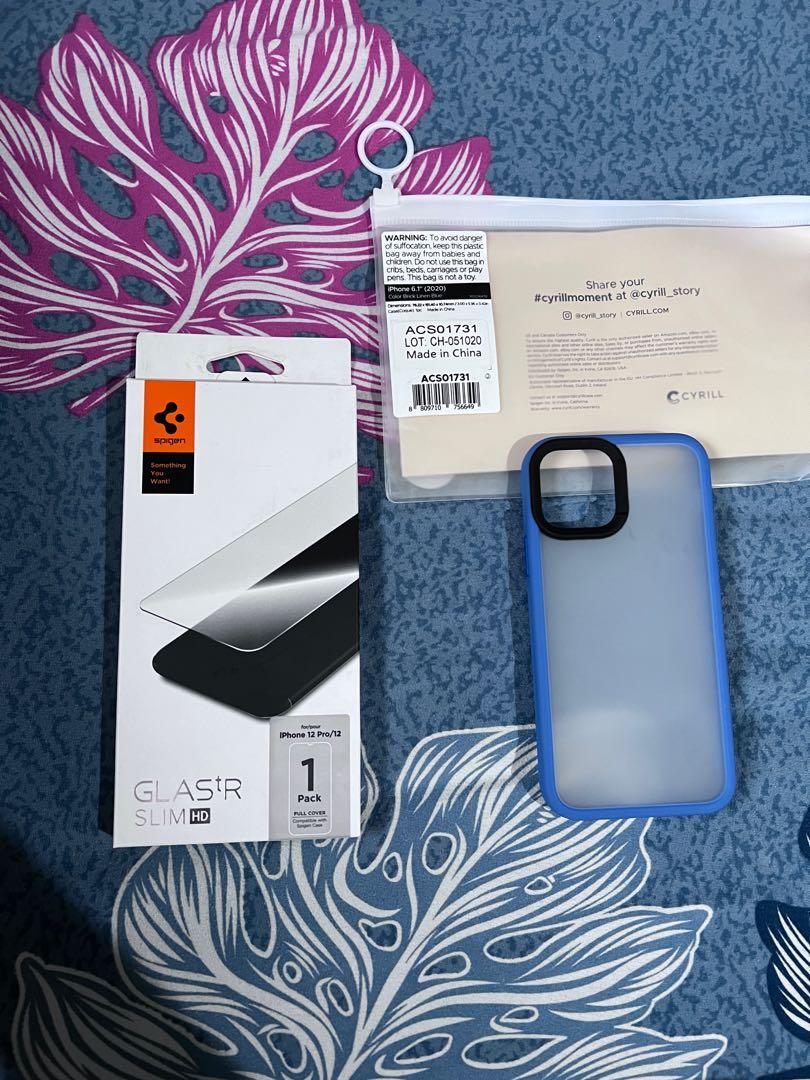 Bundle Spigen iphone 12 pro or 12 case and screen protector (Category: Cases & Sleeves) located in Cebu City. Submitted by totallyshai (Listing ID 1163018517, Image 1). Description: Stored. Never used .