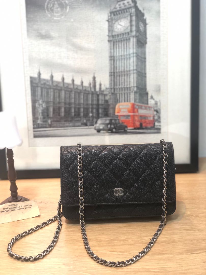 Chanel WOC Wallet On Chain In Black Caviar Leather With Shiny Gold