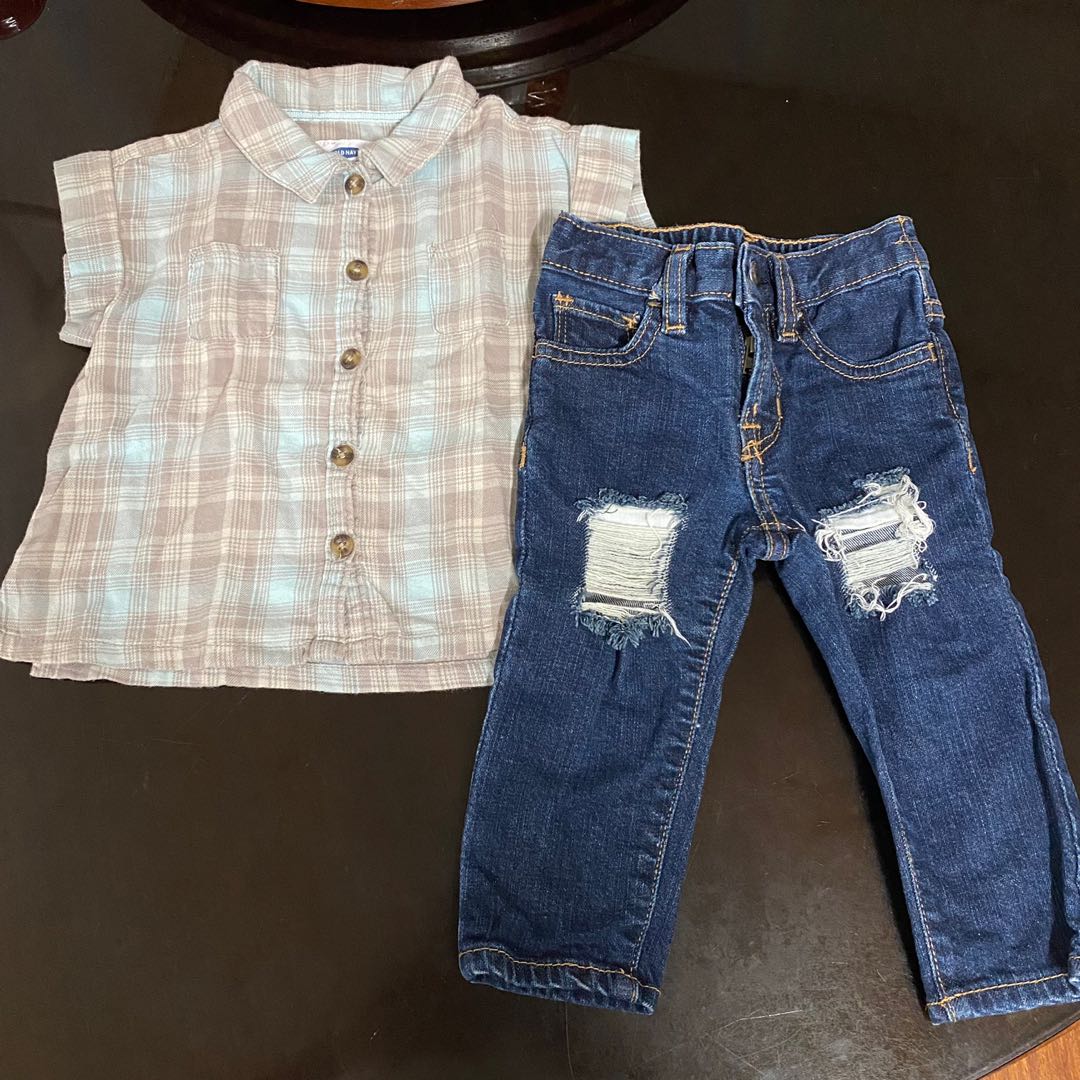 Polo shirt and ripped 2025 jeans