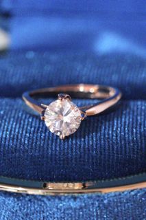 Classic CZ Diamond Solitaire Ring in 925 Silver with Rose Gold