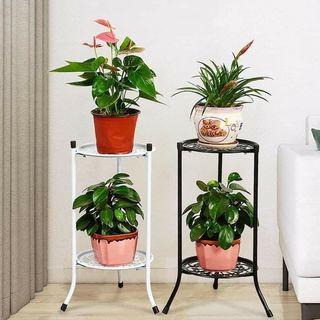 DAILYSHORE Two-layer Elegant Metal Plant Stand Shelf Flower Pot Rack
50×25×25cm   black  white