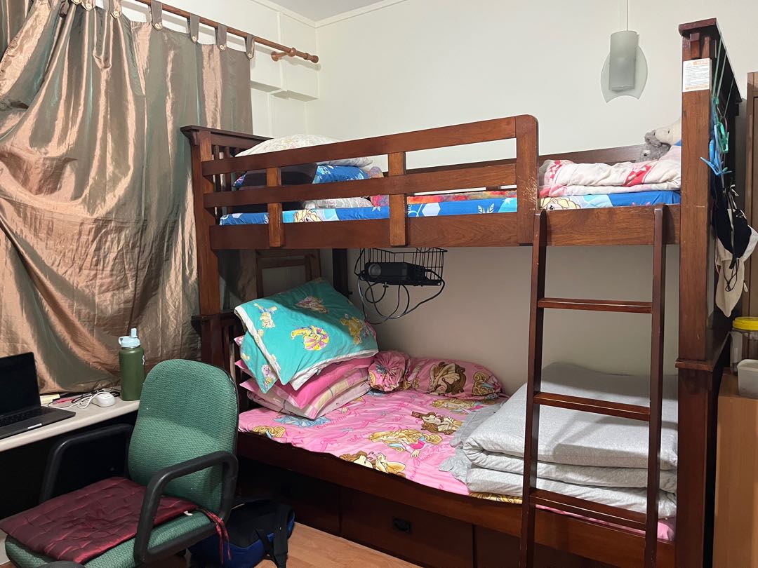 Solid wood Picket and Rail Double Decker Bed, Furniture & Home Living