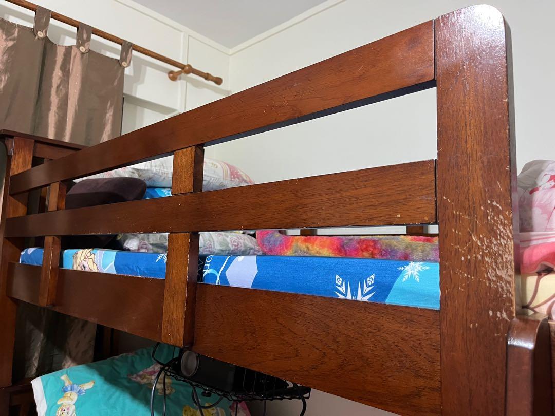 Solid wood Picket and Rail Double Decker Bed, Furniture & Home Living