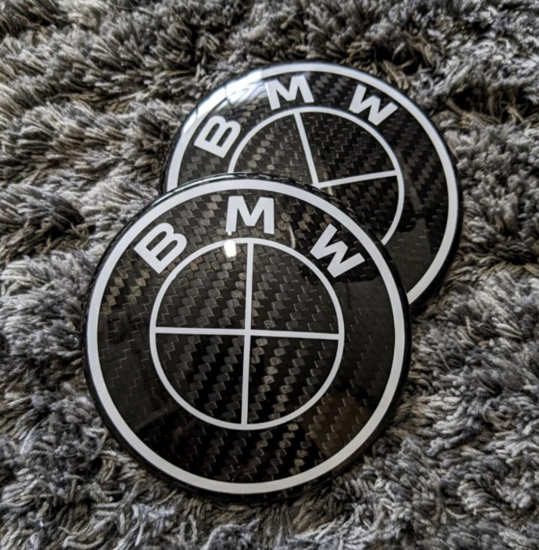 BMW, Logo, BMW Emblem Carbon, Logo Carbone 74mm et 45mm-capot-coffre-volant