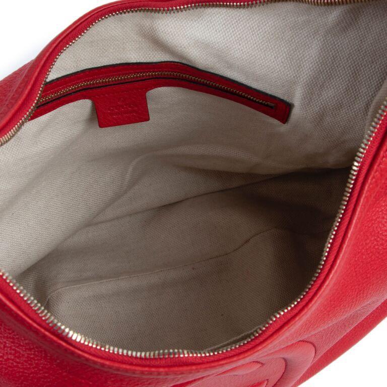 Gucci Red Soho Hobo Large Leather Shoulder Bag Women s Fashion