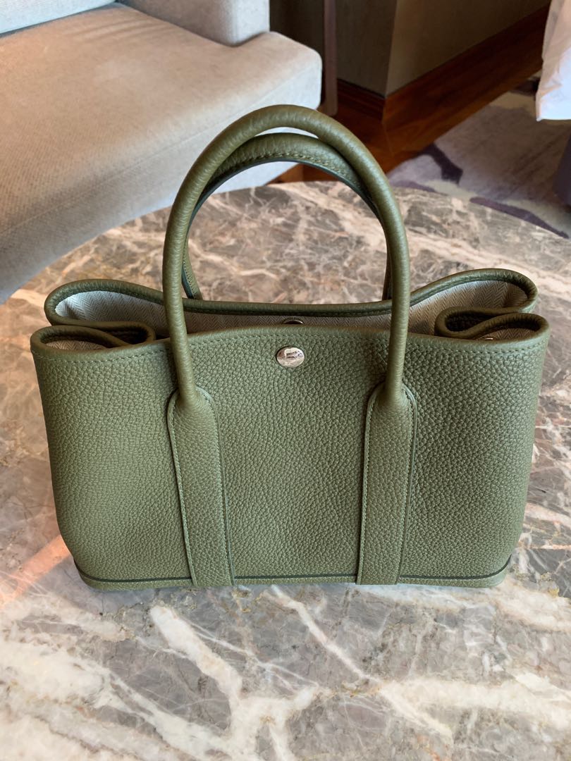 Hermès Garden Party Gris Meyer Negonda 30 TPM Palladium Hardware, 2023 (Like New), Grey Womens Handbag