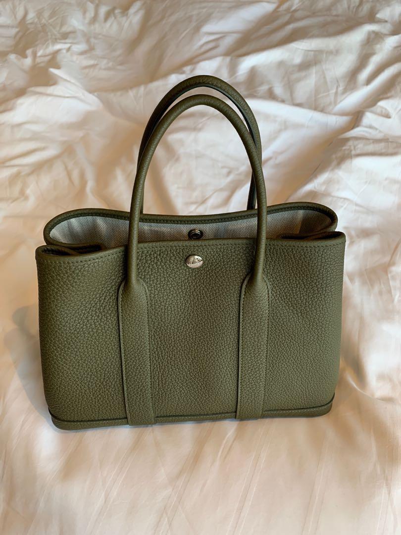 Hermes Garden Party 30 U1 vert Veronese , 名牌, 手袋及銀包- Carousell