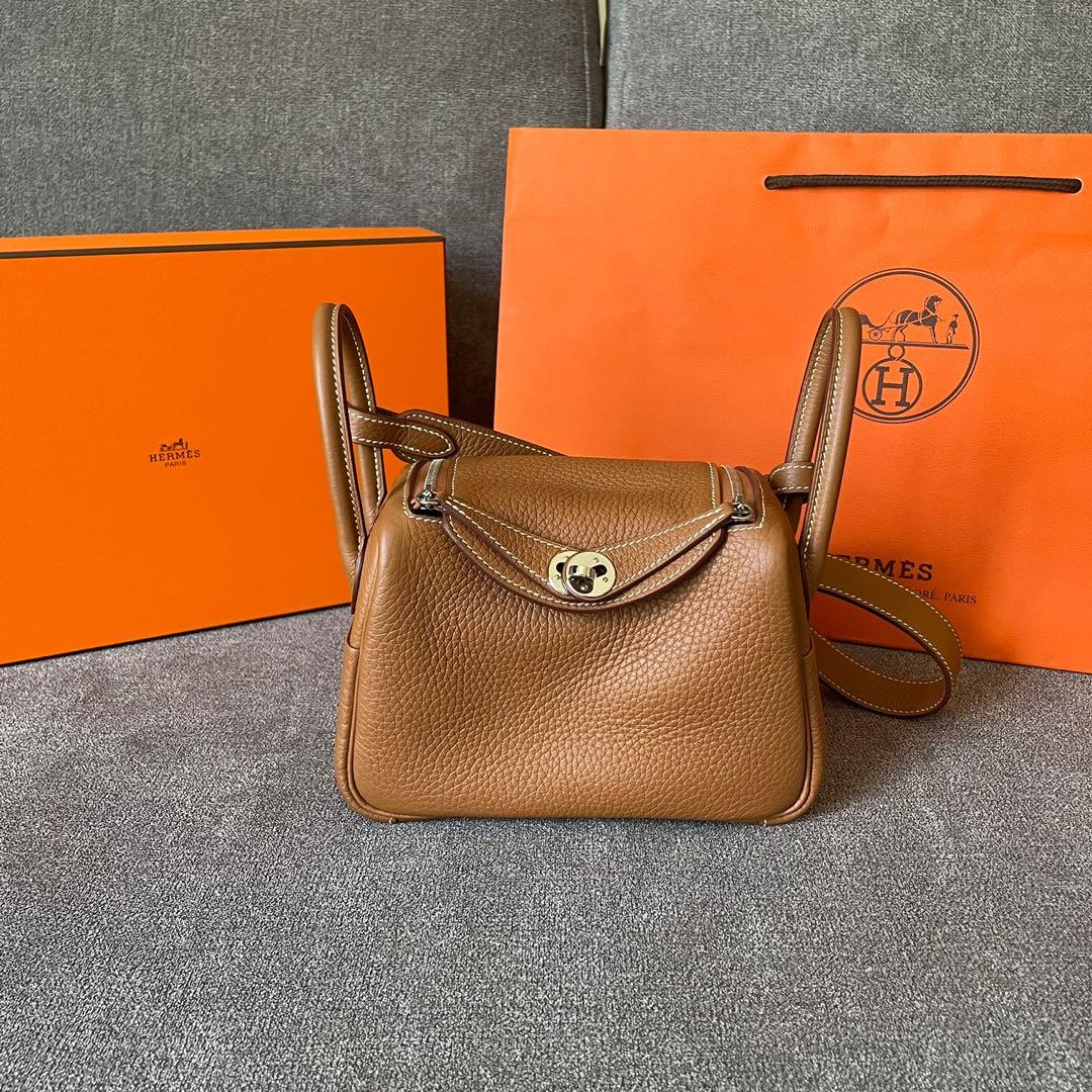 Hermes Mini Lindy Gold Taurillon Clemence Phw
