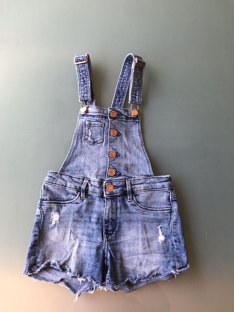 H\u0026M girls 7-8 yo denim shortall 