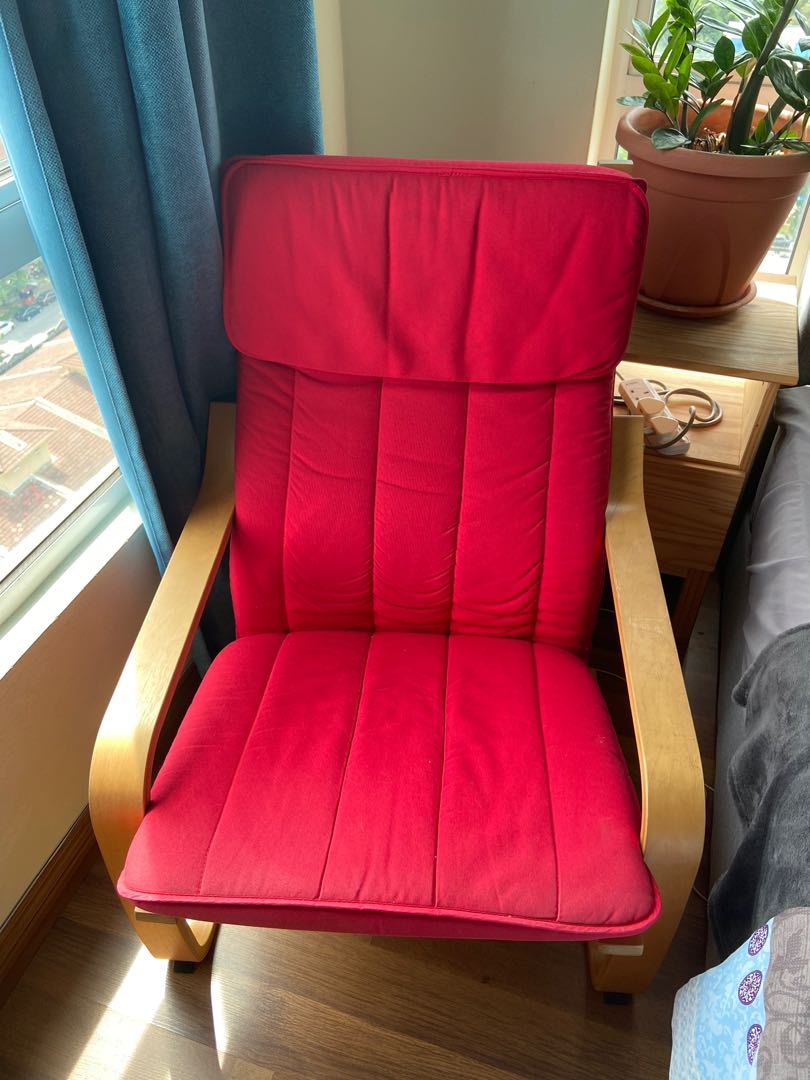 Ikea poang chair red sale