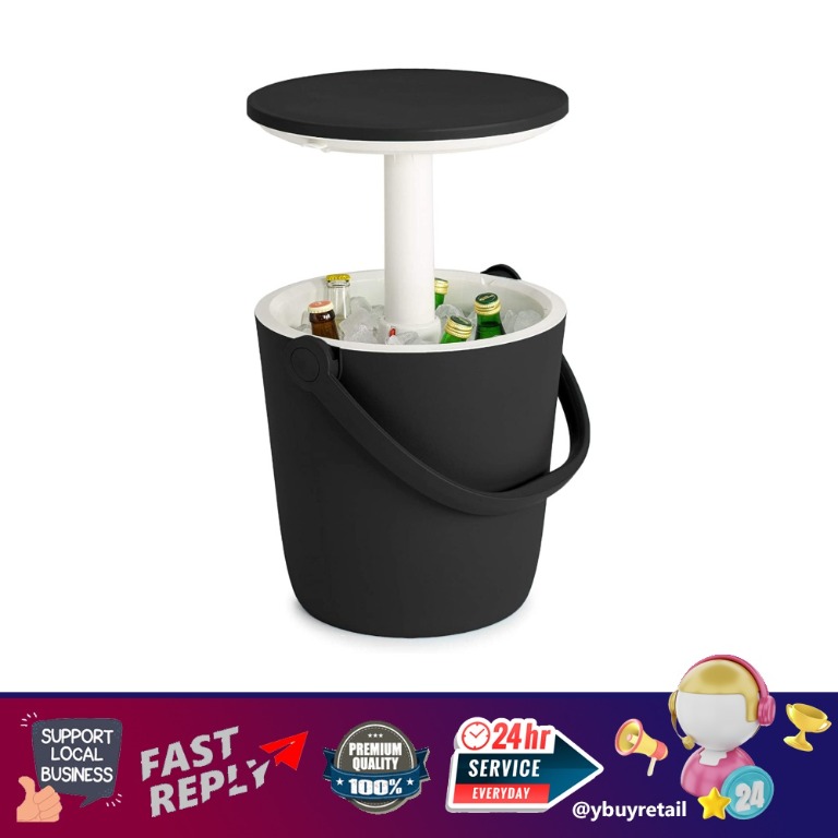 Keter Go Bar 4.2 Gallon Beer and Wine Cooler with Handle and Pop Up Outdoor Table Perfect for