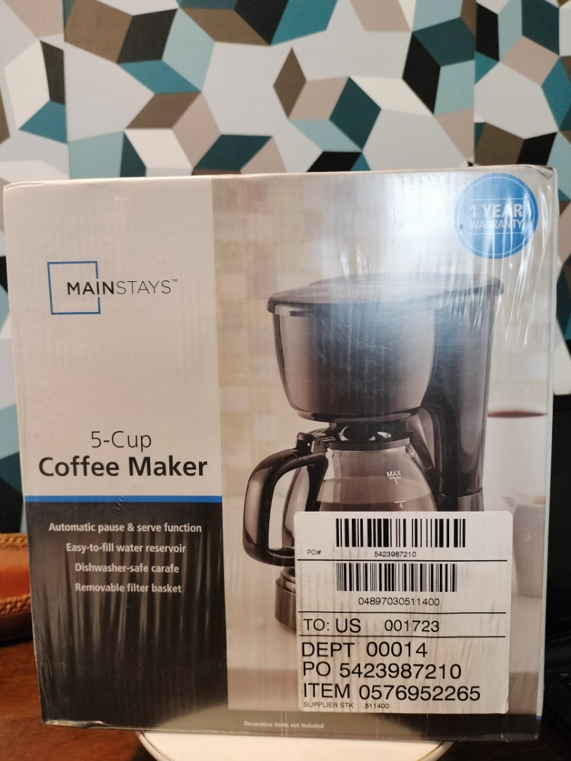 MAINSTAYS 5CUP COFFEE MAKER, TV & Home Appliances, Kitchen Appliances