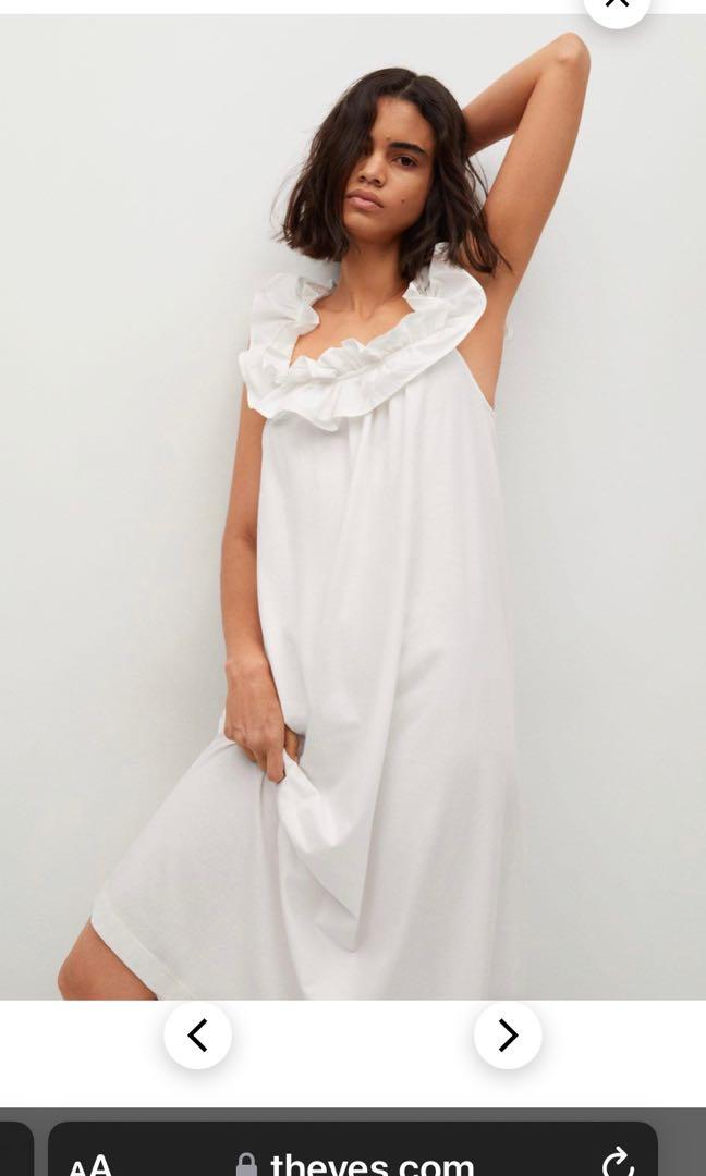 Mango white ruffle dress Women s Fashion Dresses Sets Dresses on Carousell