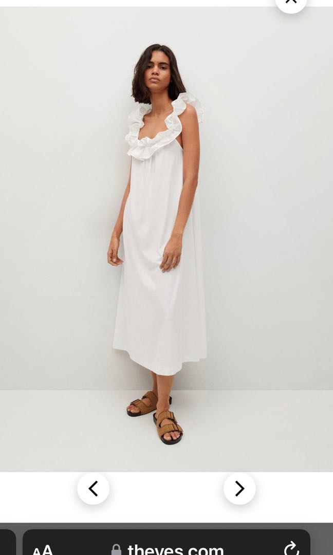 Mango white ruffle dress