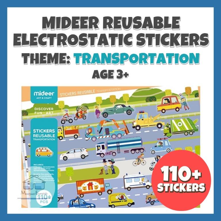 Mideer Reusable Electrostatic Stickers Transportation Traffic Theme