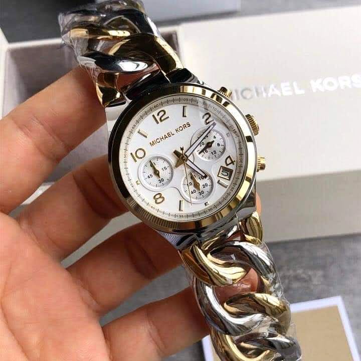 MK TWO TONE TWISTED AUTHENTIC WATCH 