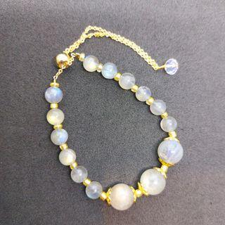 Natural Rainbow Moonstone - Labradorite Bracelet