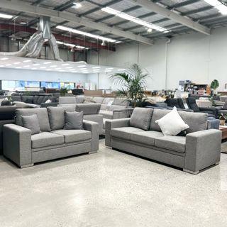 Nixon 2 or 3 Seater Sofa Light Grey Fabric AVAILABLE NOW