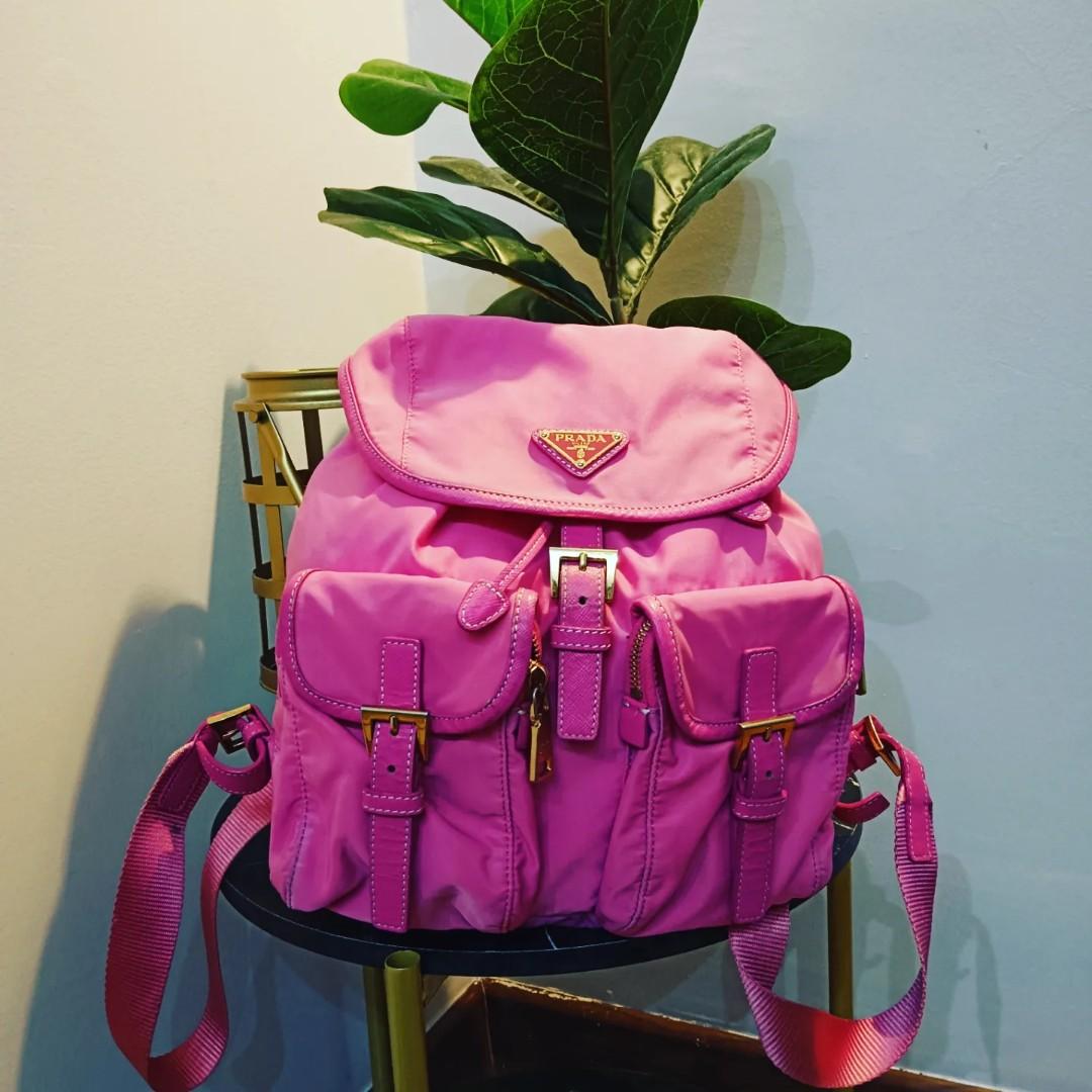 P R A D A Nylon Backpack in Pink, Women's Fashion, Bags & Wallets, Backpacks  on Carousell