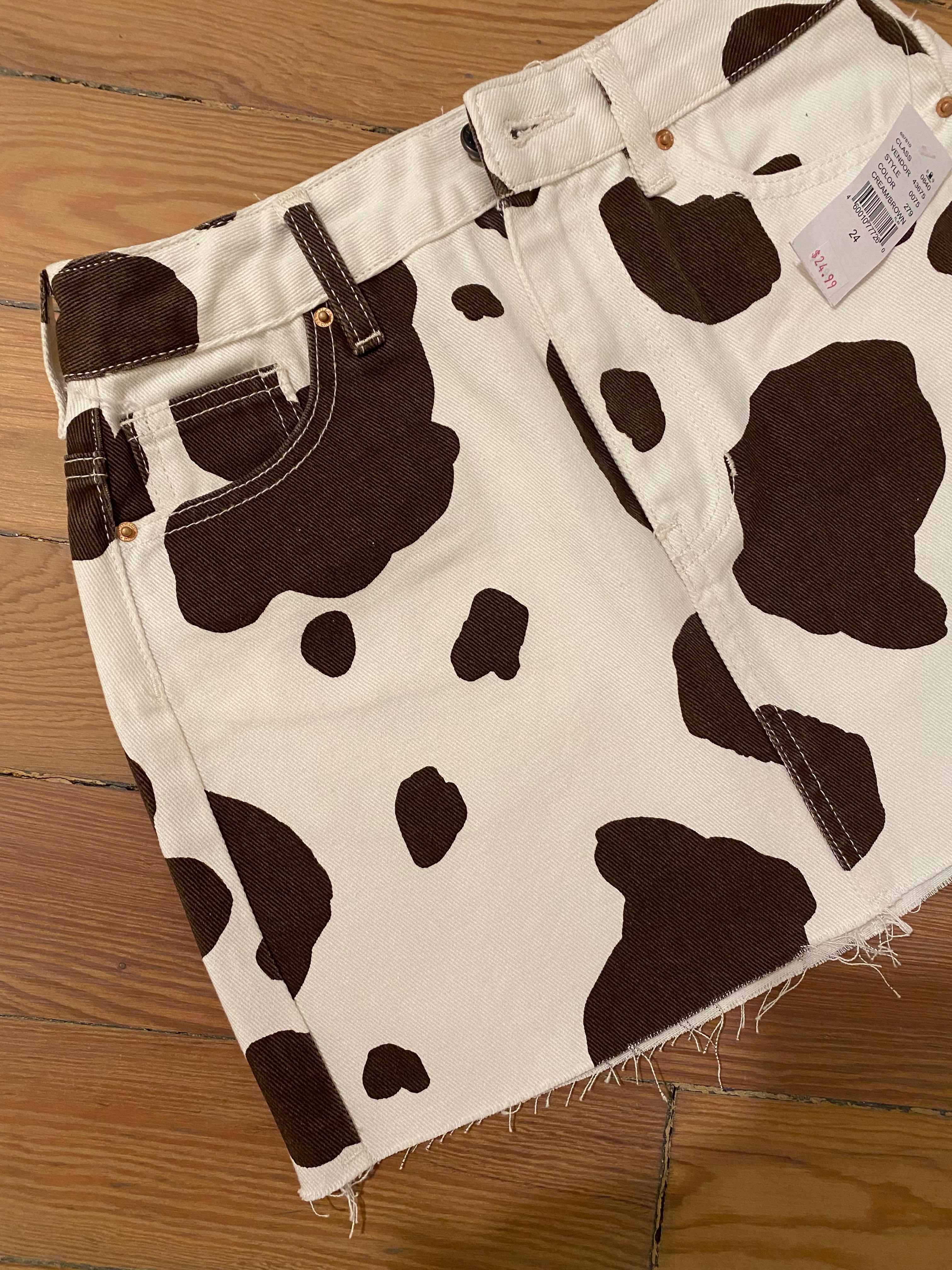 Pacsun cow print mini skirt Women s Fashion Bottoms Skirts on