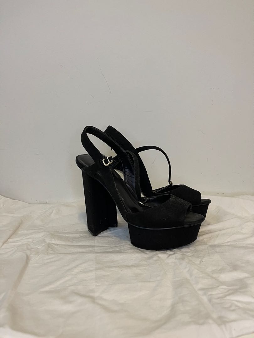 black platform slingback heels