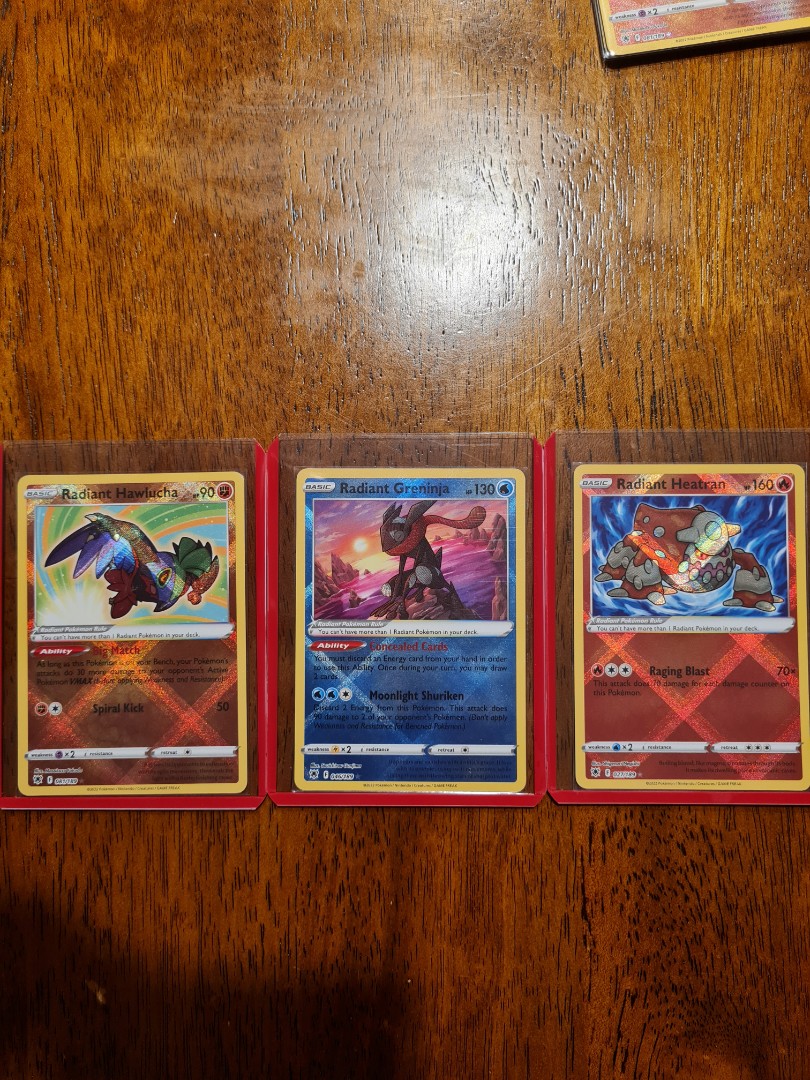 POKEMON TCG-SS10 ASTRAL RADIANCE-RADIANT HAWLUCHA/RADIANT GRENINJA/RADIANT  HEATRAN, Hobbies & Toys, Toys & Games on Carousell