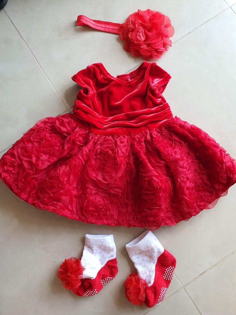 Red frock for 1 year shop baby girl