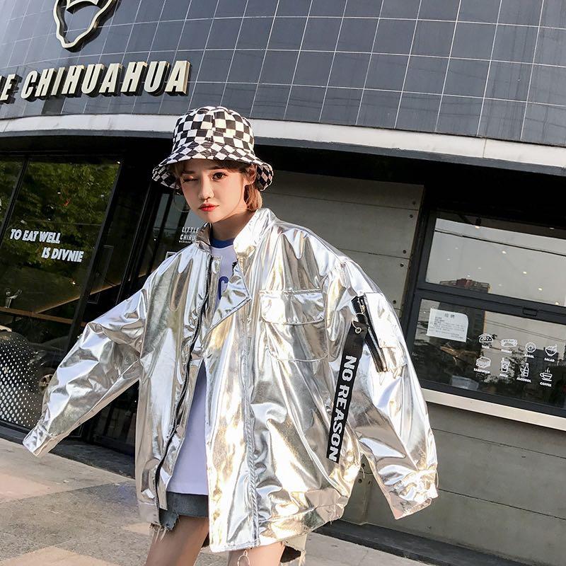 Silver Reflective Bomber Jacket