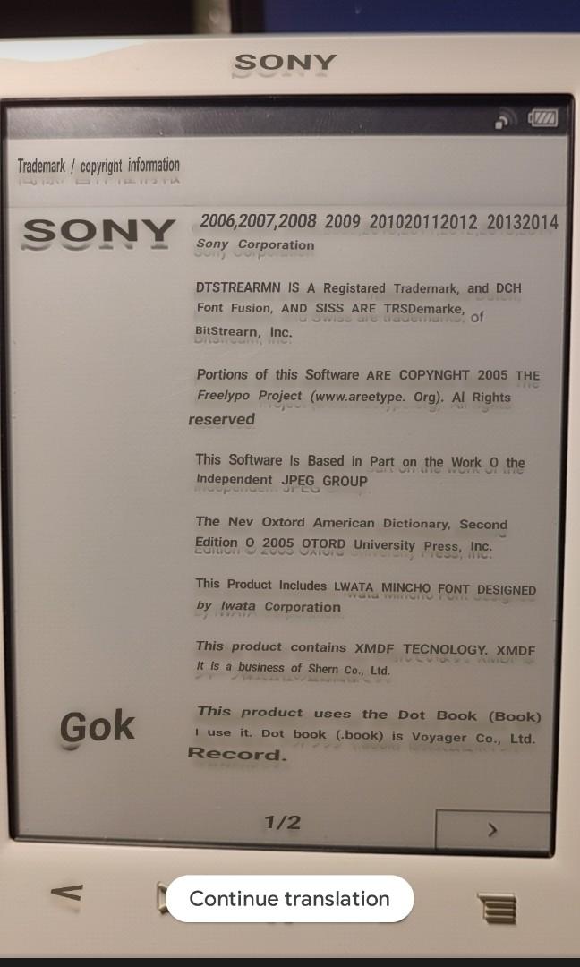Sony Ereader PRST3 japanese language interface, Computers & Tech