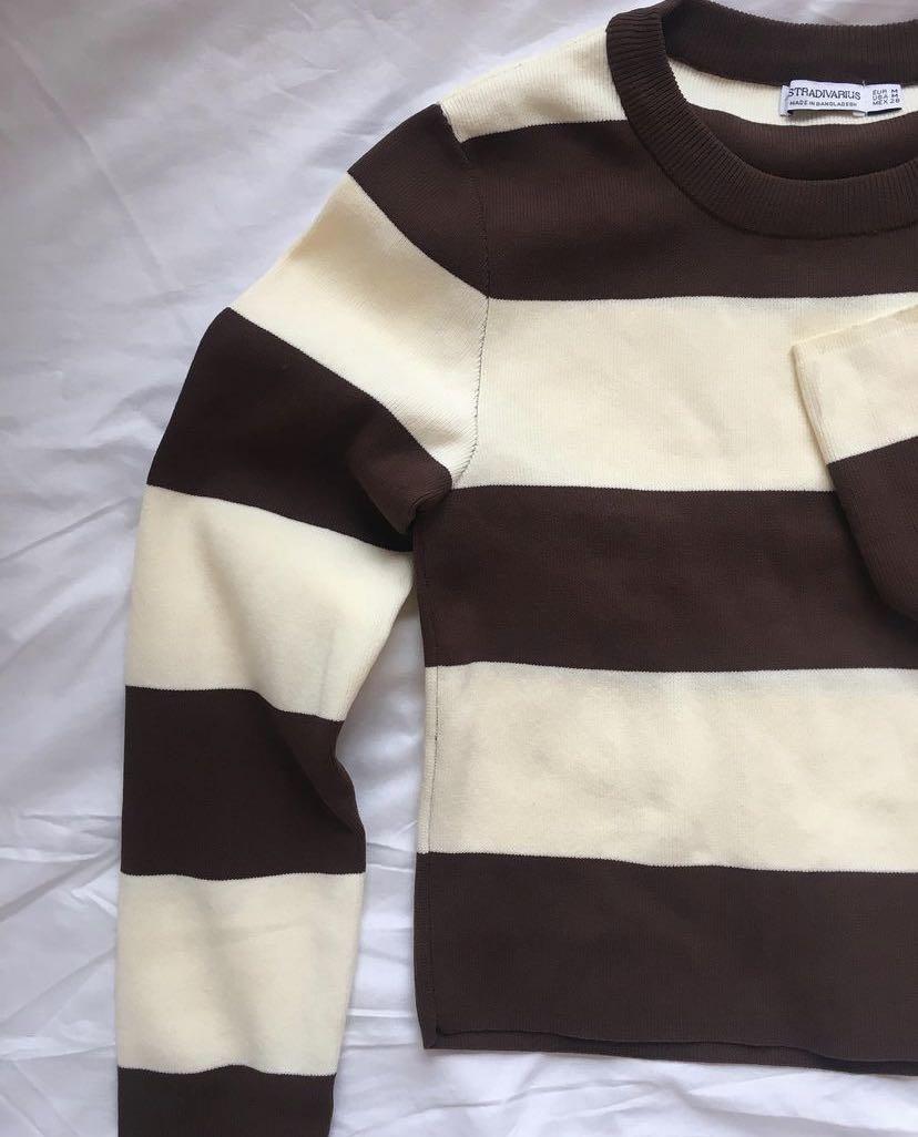 STRADIVARIUS AESTHETIC BROWN STRIPED 