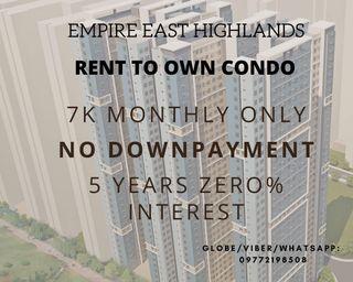 STUDIO NO DP PASIG 6000 Monthly RENT TO OWN  CAINTA CONDO EMPIRE EAST ORTIGAS EASTWOOD 1BR BGC ANTIPOLO