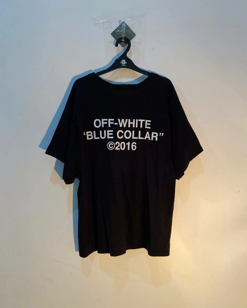 T shirt off white blue colar fear of 