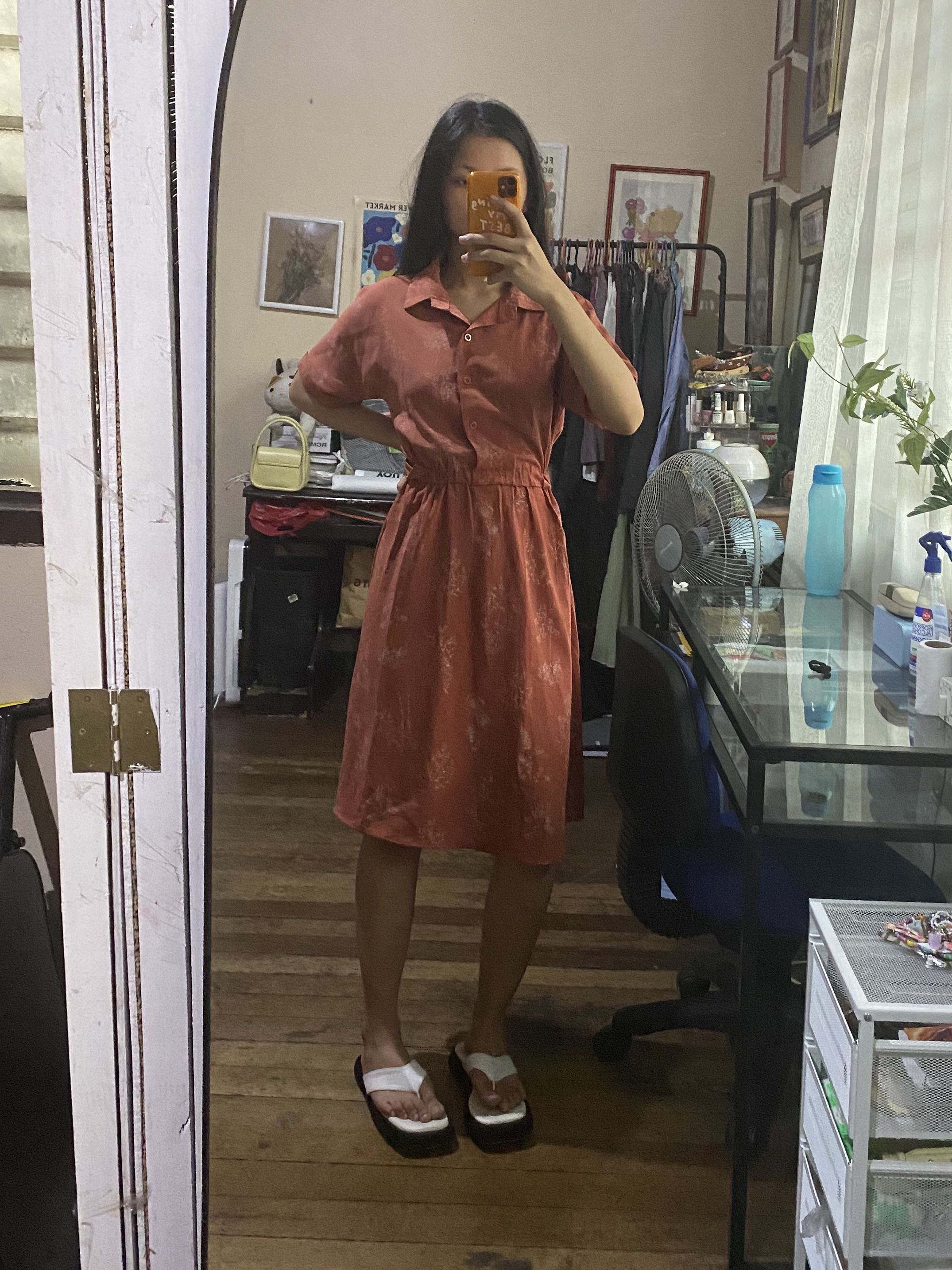 Vintage Blush Pink Maxi Dress, Women's 