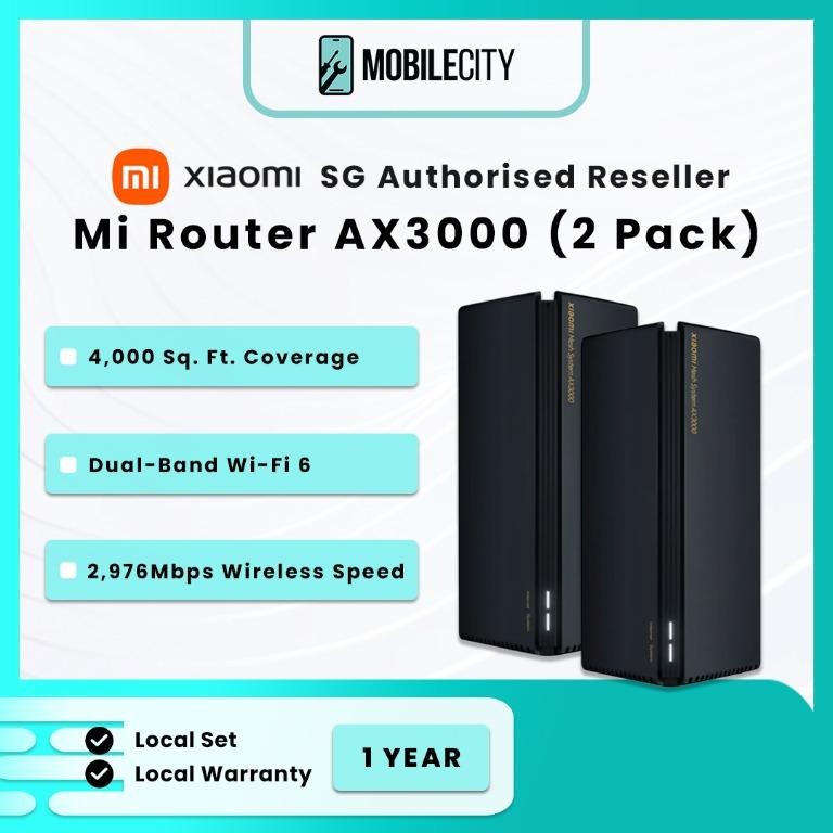 Xiaomi AX3000 mesh wifi6 router dual twin pack, Computers & Tech, Parts &  Accessories, Networking on Carousell