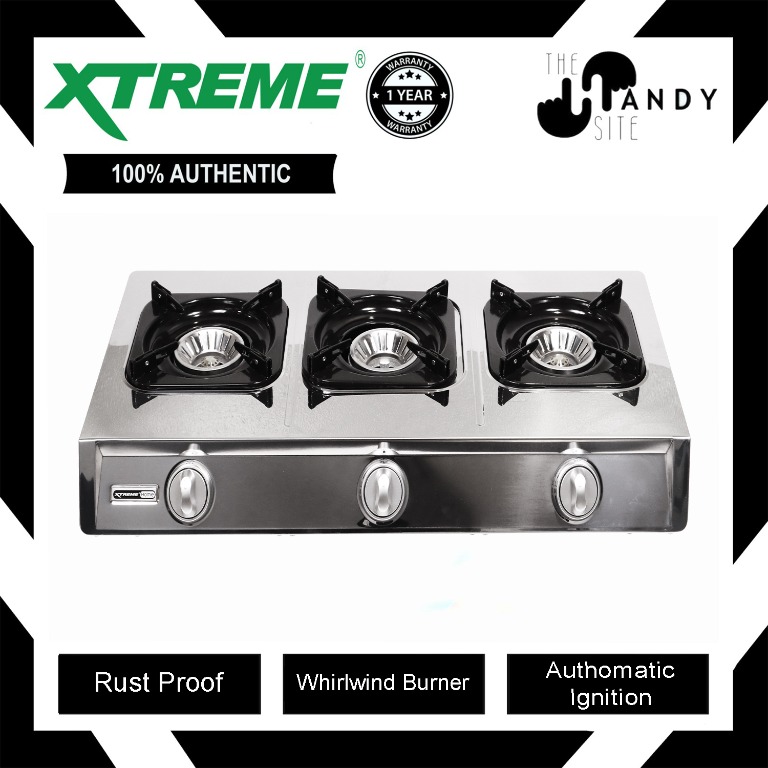 XTREME HOME Triple Burner Gas Stove XGS3BECO, TV & Home Appliances