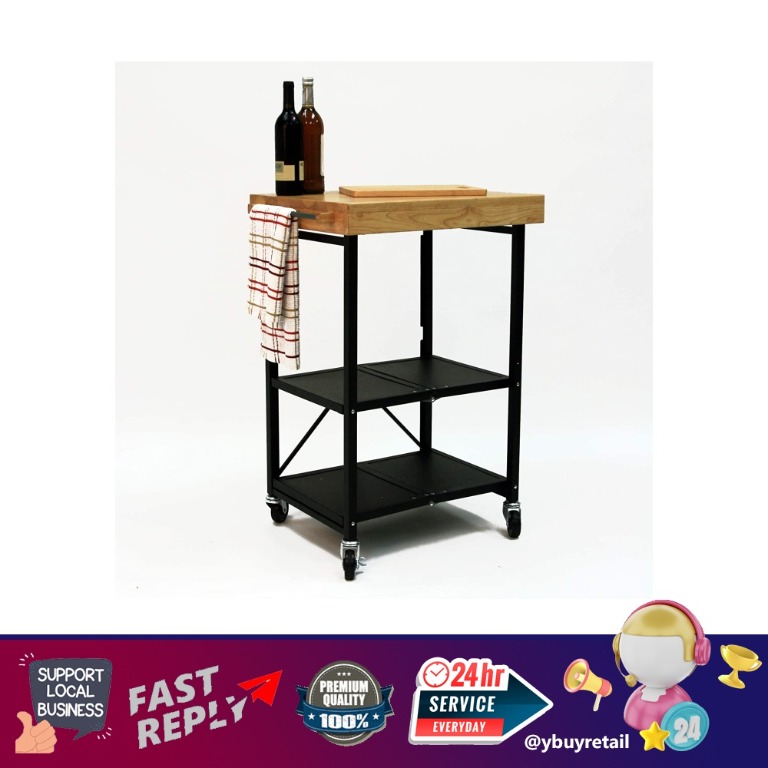 [YBR] Origami Folding Kitchen Cart on Wheels for Chefs Outdoor Coffee
