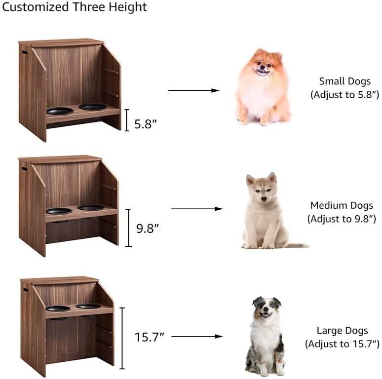 Elevated Dog Bowls Stand - Adjusts to 3 Heights for Small, Medium