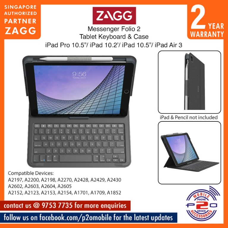 ZAGG Messenger Folio 2 Tablet Keyboard & Case for iPad 10.2" 2020/2019