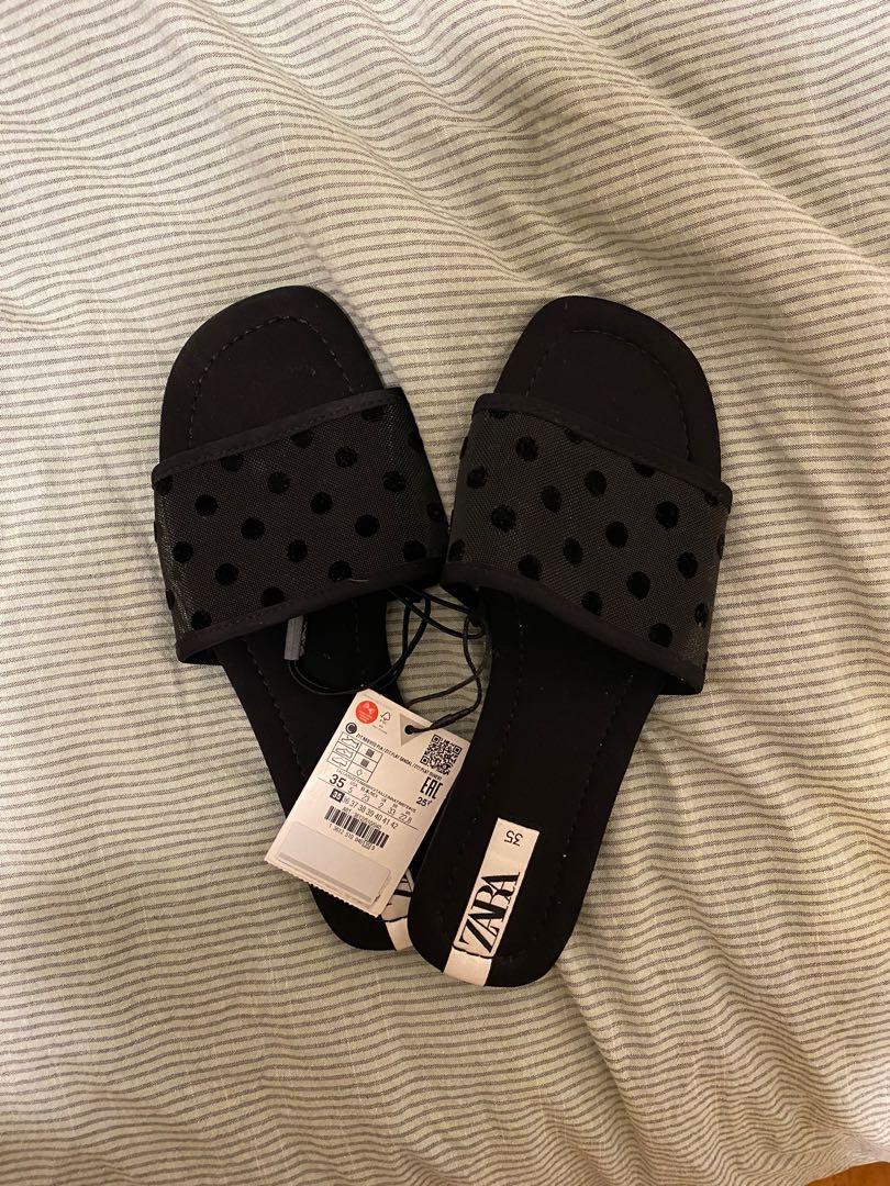 Zara black slippers best sale