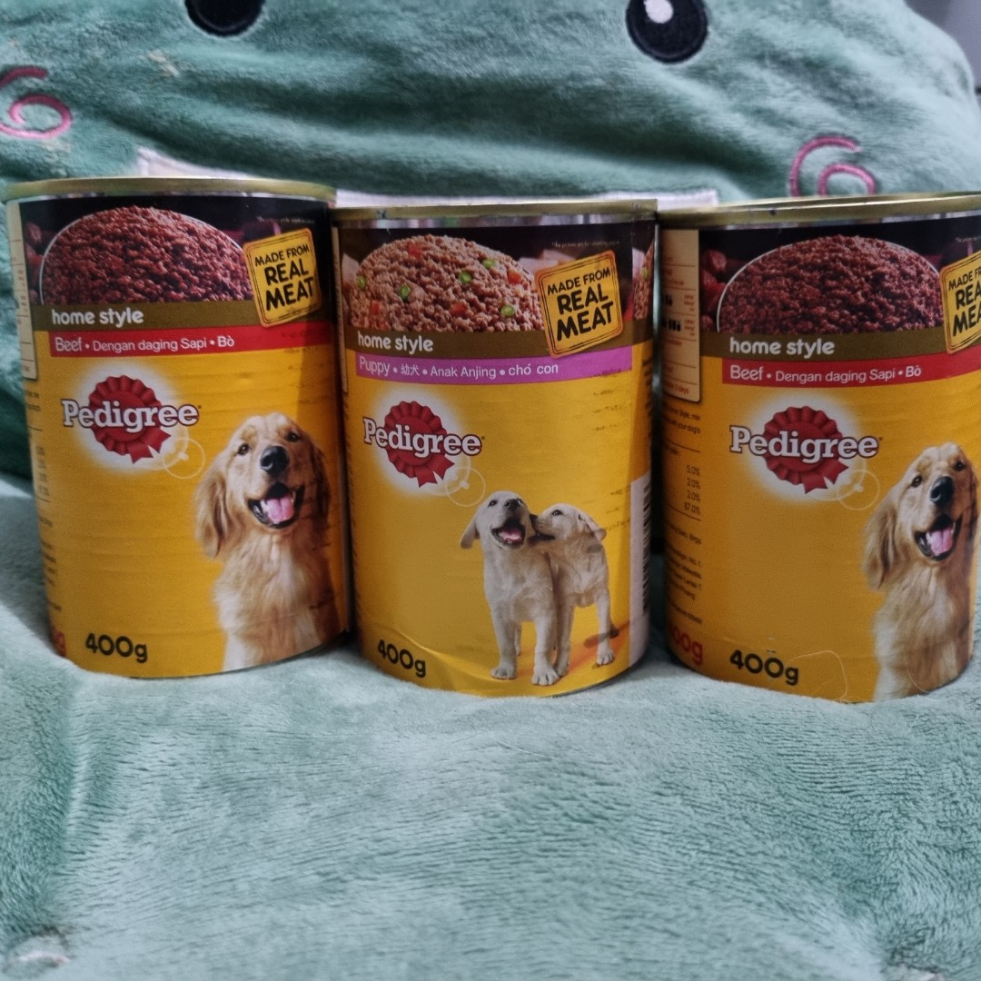 3pcs 400g Pedigree Can Dog Wet Food Beef & Puppy, Pet Supplies, Pet