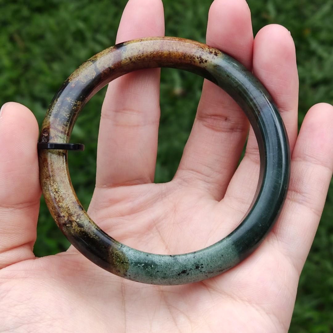 58mm Natural Serpentine Jade Bracelet Bangle Free Certificate 58
