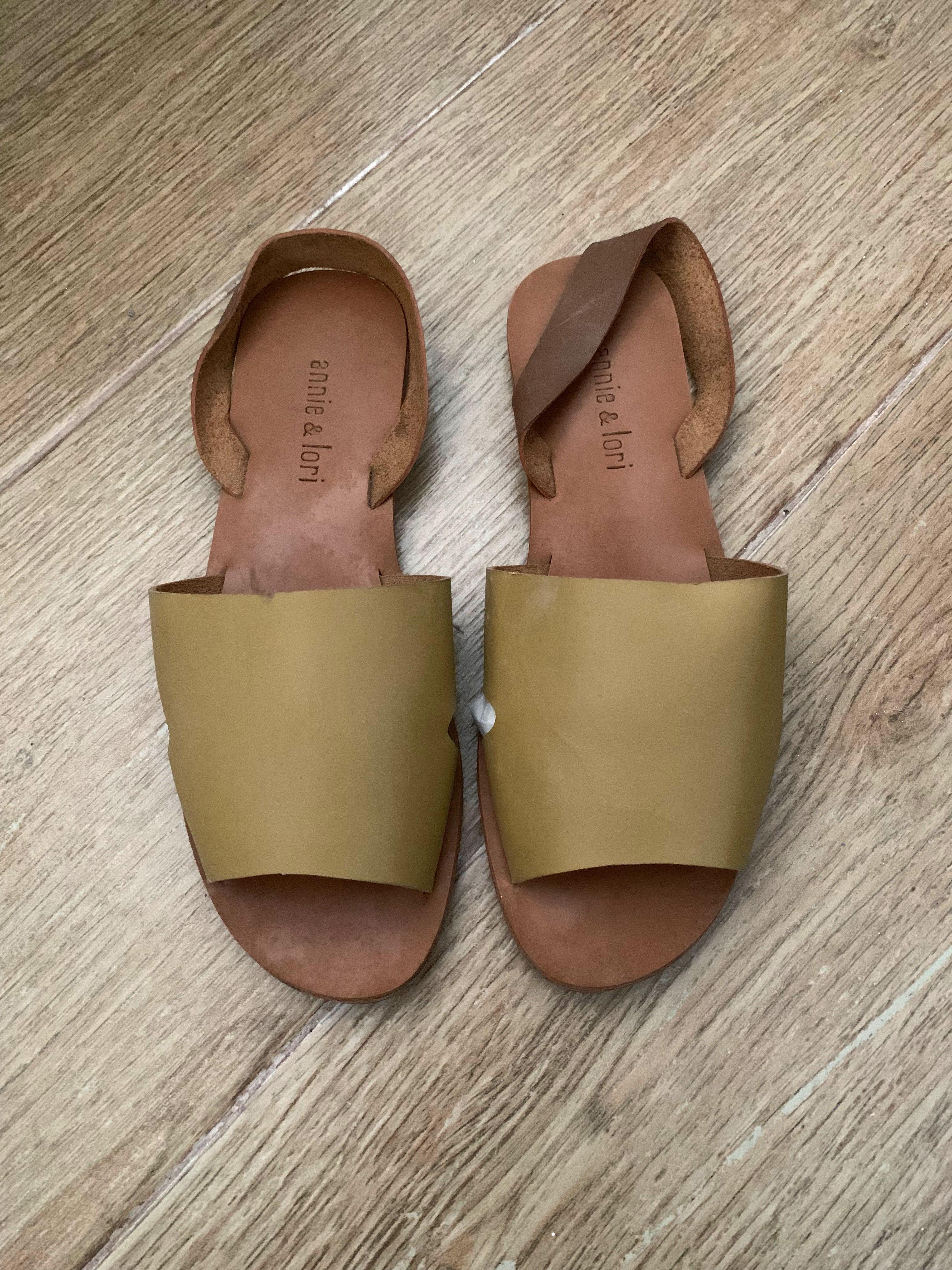 Annie & Lori Flats/Sandals in Tan (Category: Flats & Sandals) located in Tuguegarao City. Submitted by lenagams (Listing ID 1163120898, Image 1). Description: Used twice only, stored. No box but will provide a pouch for it. For size, please refer to the pic. Dm anytime for inquiries, slightly negotiable .