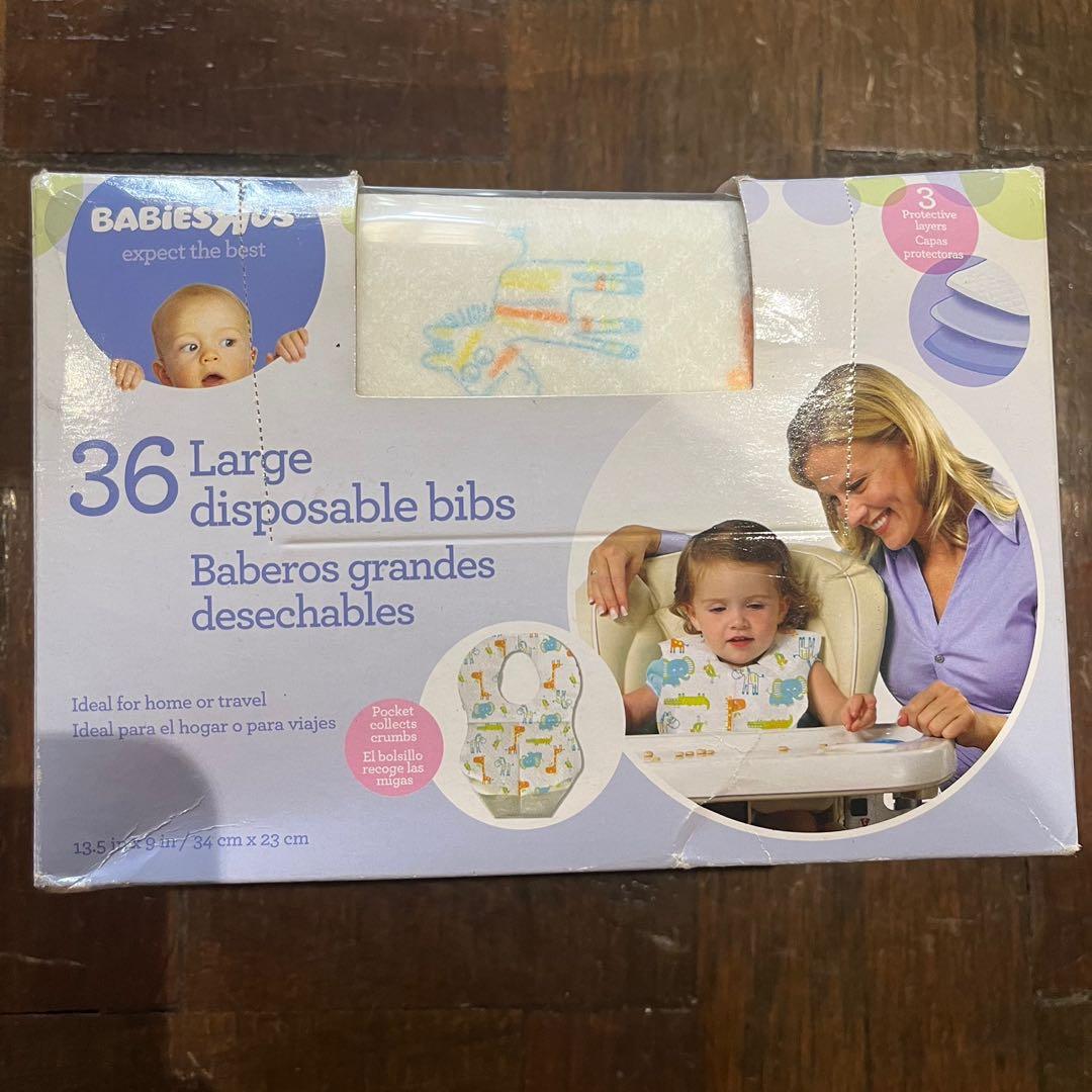 Babies R’ Us Large Disposable Bibs (Category: Weaning & Toddler Feeding) located in Baguio. Submitted by bleighmax (Listing ID 1163176468, Image 1). Description: 36 pcs Brand new unopened.